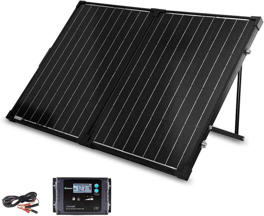 Renogy 100 Watt 12 Volt Portable Panel with Waterproof 20A Charger Foldable Solar Suitcase with Adjustable Kickstand for Power Station, 100W  20FT 12AWG Solar Panel Female and Male Connectors