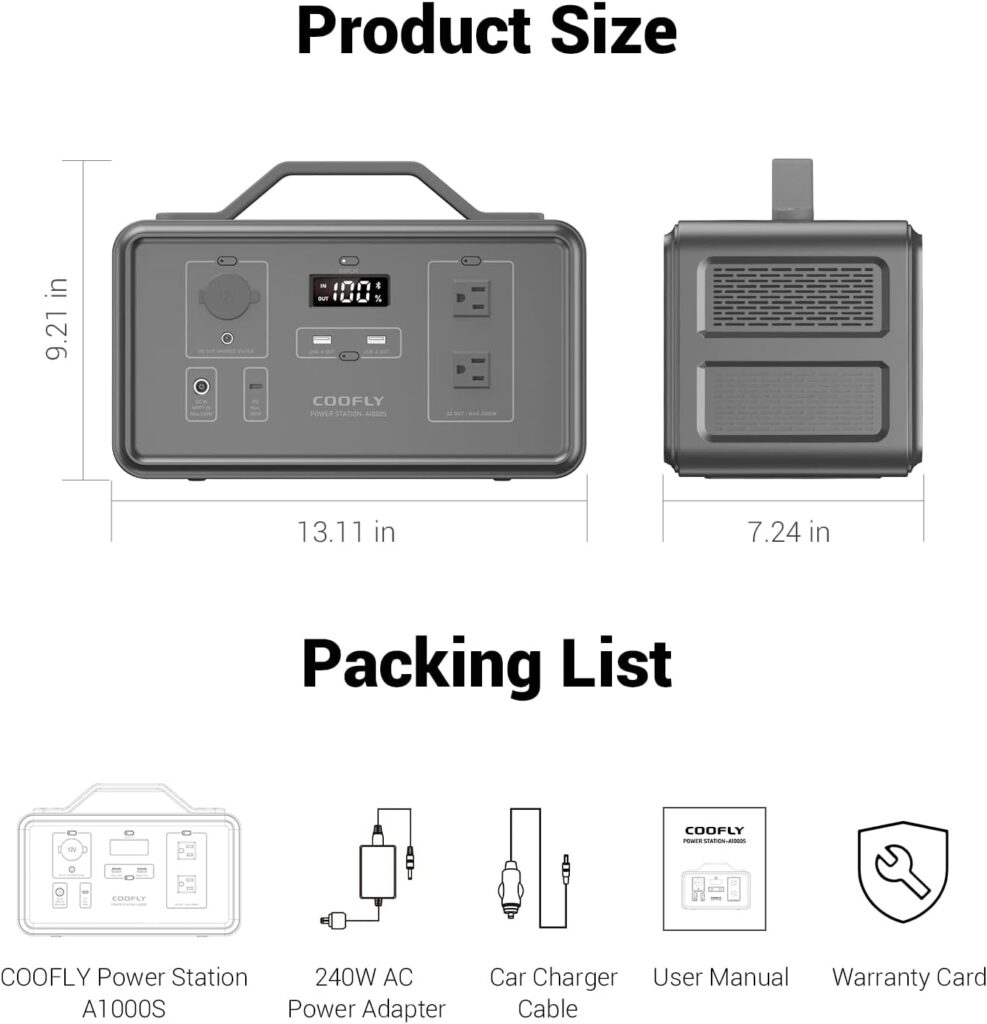 Solar Generator 1021Wh,Portable Power Station 1000W and 1x200W Solar Panel with 2x110V/1000W AC Outlets,Solar Power Generator with Lithium Battery Pack for Outdoor RV/Van Camping,Overlanding