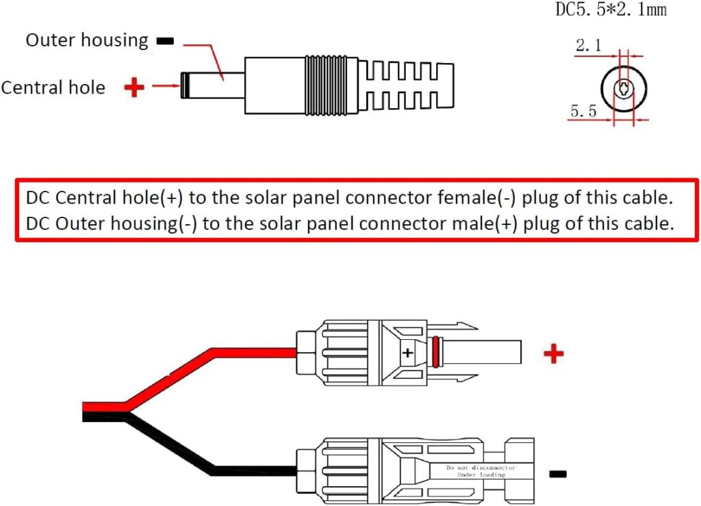 Solar Panel Connectors Work with MC4 to DC Extension Cable 16AWG with DC 5.5mmx2.1mm,DC 3.5x1.35mm,DC 5.5x2.5mm and DC8mm Adapter for Portable Power Station Rechargeable Battery Pack Solar Generators