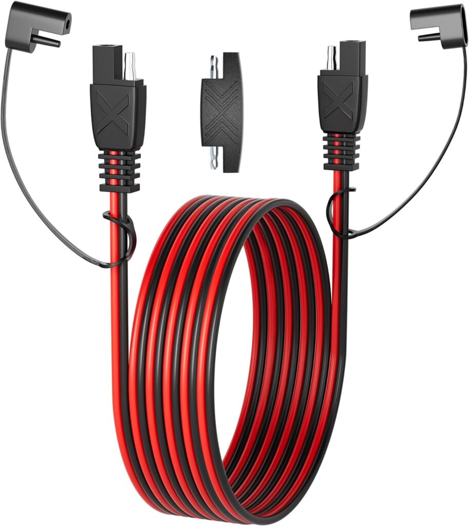 SUNAPEX 15Feet SAE Extension Cable 16AWG SAE to SAE Quick Disconnect Wire Harness Solar Panel SAE Plug 15FT(16AWG)