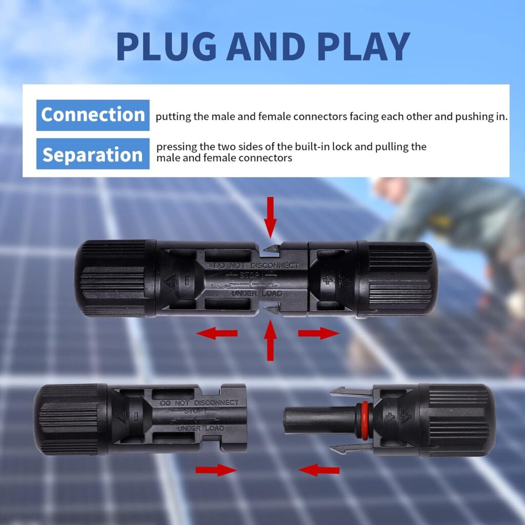 Teen Dream 12 PCS Solar Connectors Male/Female IP67 Waterproof Connectors with Spanners Solar Panel Cable Connectors (6 Pairs Solar Connector)