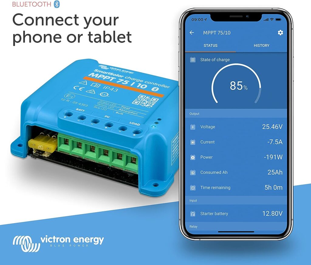 Victron Energy SmartSolar MPPT 75V 10 amp 12/24-Volt Solar Charge Controller (Bluetooth)