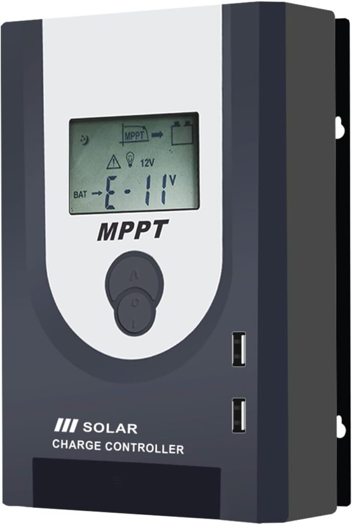 30 Amp MPPT Solar Charge Controller 12V/24V DC Input MPPT Solar Charge Controller with LCD Display Solar Panel Regulator for 12/24 Volt AGM Gel Sealed Flooded and Lithium Battery-Black