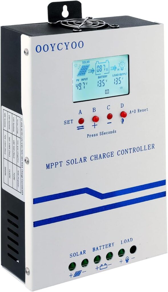 60A Solar Charge Controller MPPT 12V 24V 36V 48V Controller 60amp Solar Charge Regulator , max 160v PV Input, fit for Sealed, Gel, Flooded, and Lithium Batteries
