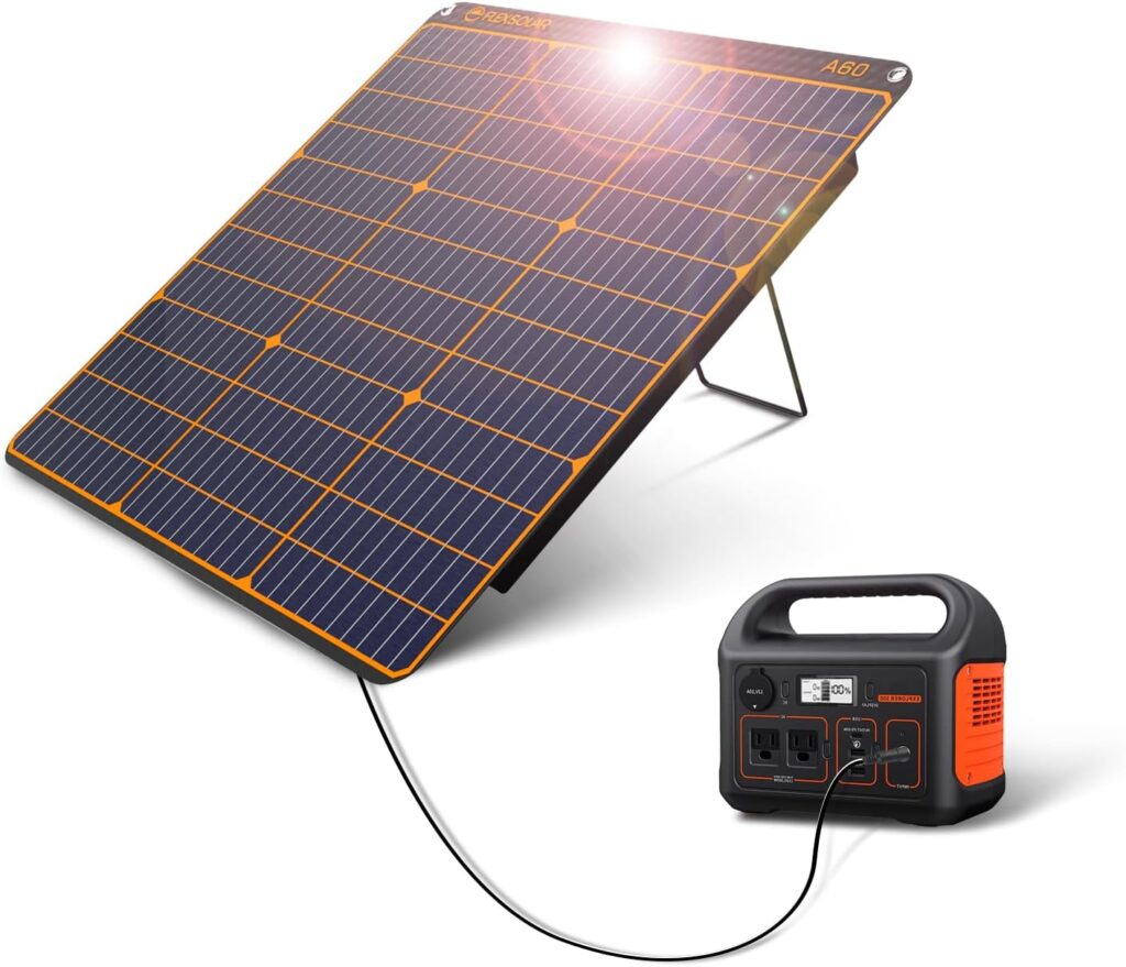 60W Portable Solar Panel with Kickstand 18W QC3.0 USB A PD3.0 45W USB C DC Parallel Supported IP67 Waterproof Power Emergency Camping for Small Power Station Banks Battery Pack Phone Tablet Laptop