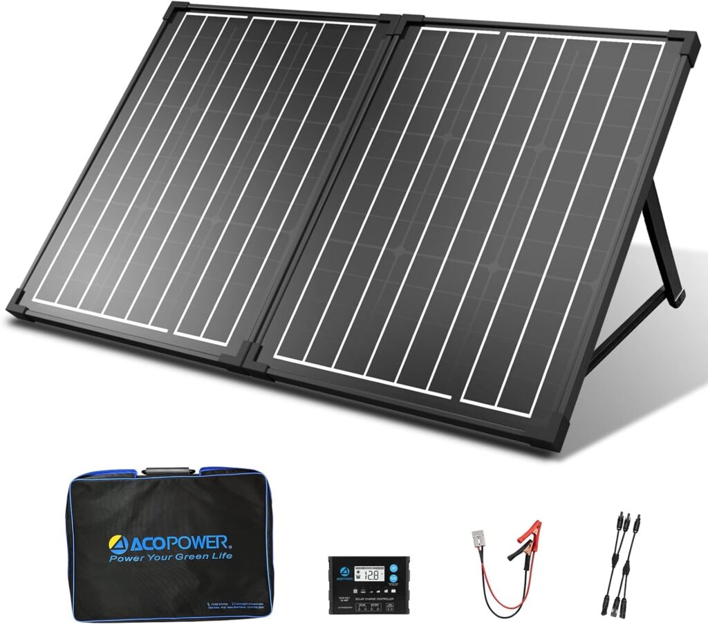ACOPOWER 100W Portable Solar Panels,100 watt Foldable Solar Panel Suitcase,12 Volt Monocrystalline Solar Panel kit with Waterproof 20A Solar Controller for Camping,Power Supply and Emergency Backup