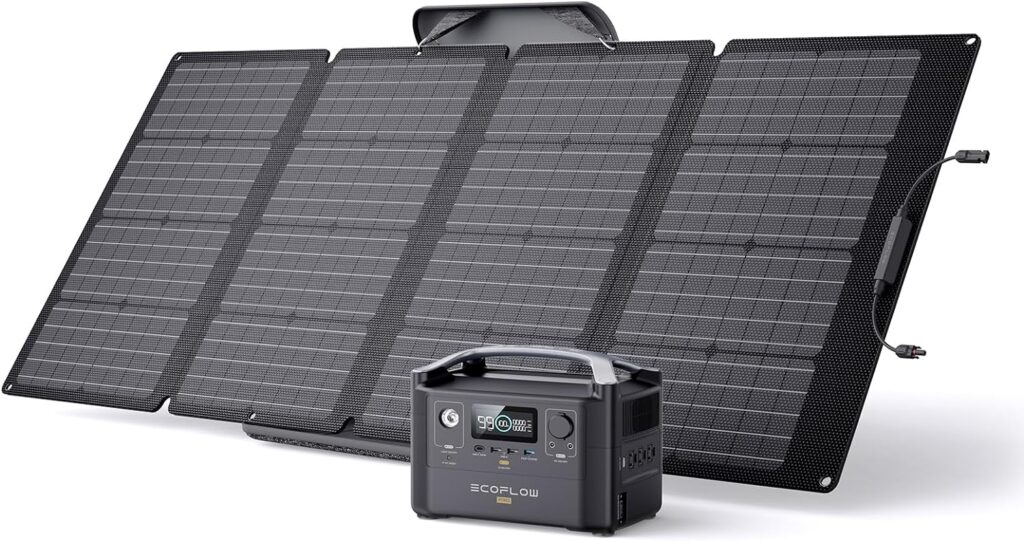 EF ECOFLOW Solar Generator RIVER Pro, 720Wh Portable Power Station with 160W Solar Panel, Power Multiple Devices, Recharge 0-80% Within 1 Hour, for Camping, RV, Outdoors, Off-Grid