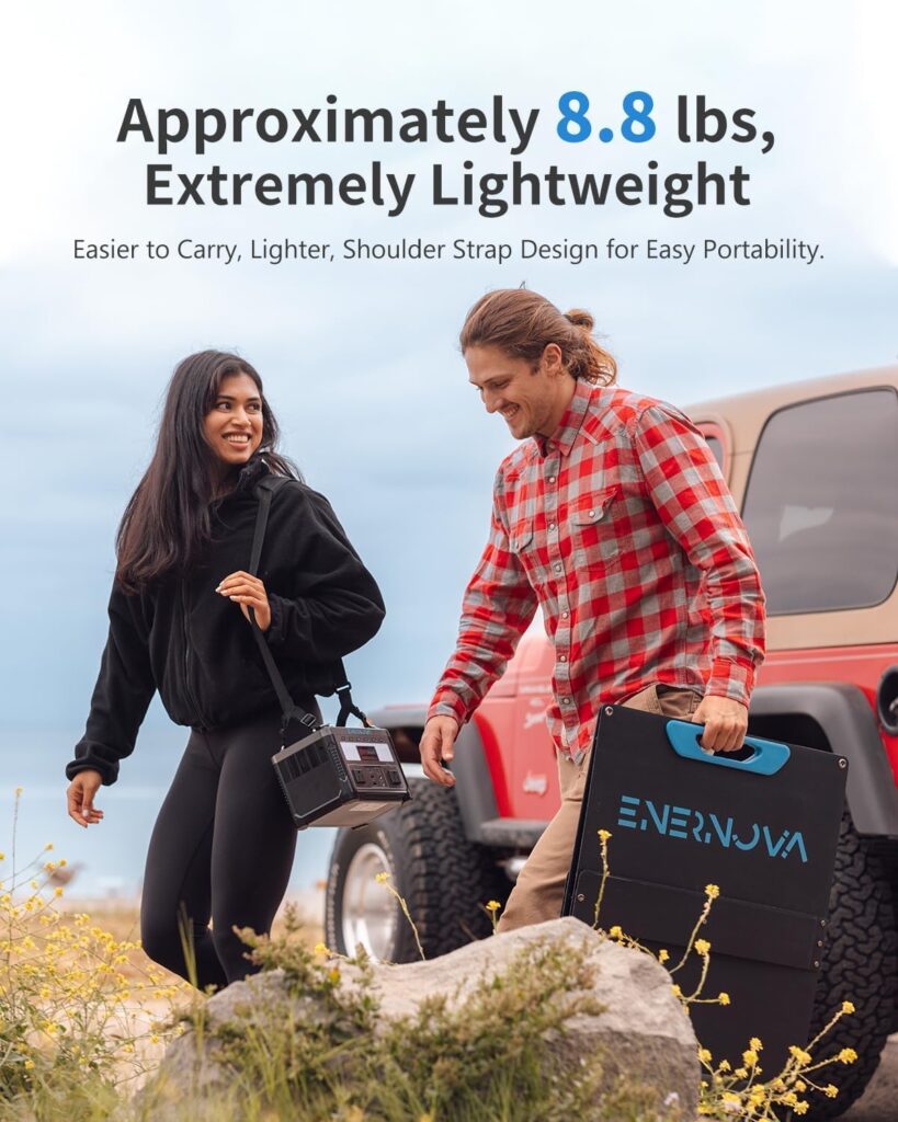 ENERNOVA ETA Portable Power Station 600W, 288Wh LiFePO4 Battery/Recharge from 0-80% in 50 Min., 2 Up to 600W AC Outlets, Solar Generator (Solar Panel Optional) for Outdoor Camping/RVs/Home Use