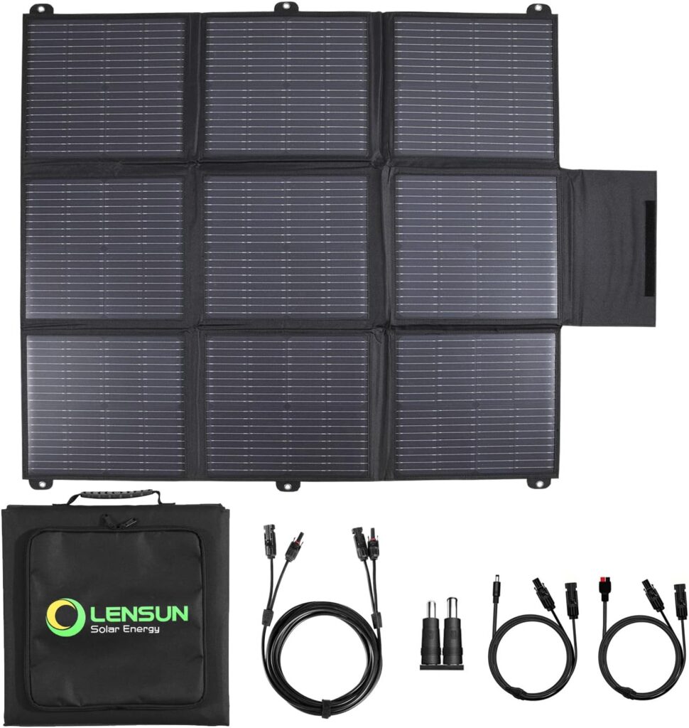 Lensun 200W 12V Portable Solar Panel Blanket with Standard Connectors for Solar Generator Power Station, Lightweight Ultra-Thin only 5.2 kgs/11.4 lbs
