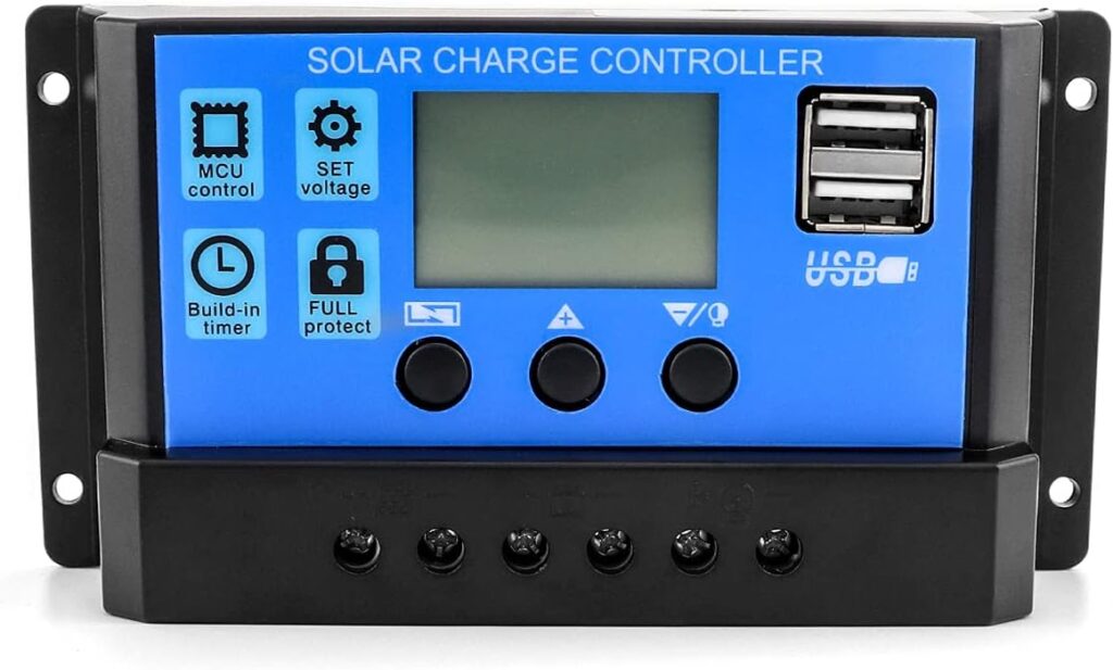 QWORK Solar Charge Controller, 12V/ 24V 30A Adjustable Parameter Backlight LCD Display and Timer, 2 Pcs