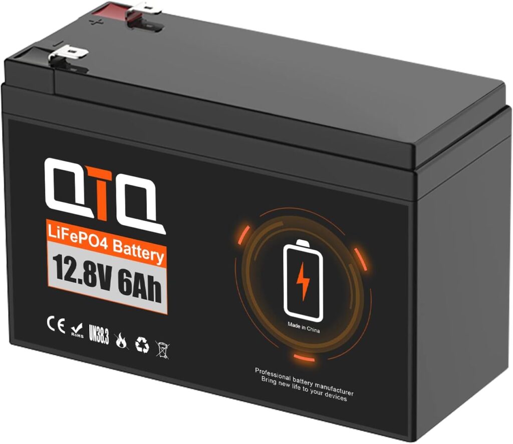 12V 6.0Ah LiFePO4 Battery, Built-in 10A BMS, Deep Cycle Battery Perfect for Alarm System, Electric Scooter, RV, Solar, Lawn Mower
