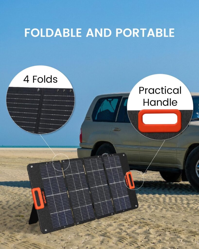200 Watt Portable Solar Panel Foldable 200W NURZVIY Solar Cell Solar Charger for Power Station, Waterproof w/Adjustable Kickstand XT60 Anderson DC 8mm Connector for Camping, Off Grid Living