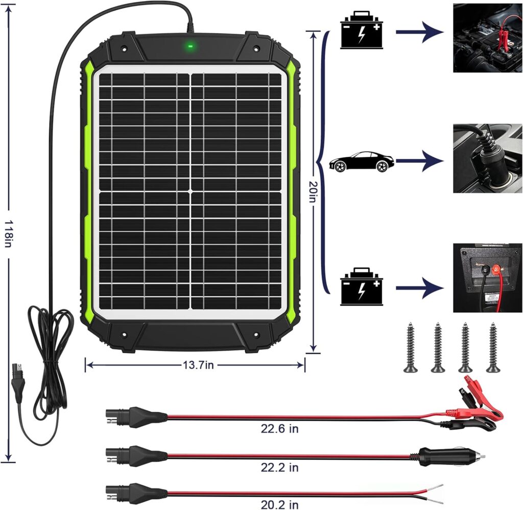 20W 12V Solar Battery Charger  Maintainer, Waterproof 20 Watt 12 Volt Solar Panel Trickle Charger Kit, Built-in Intelligent MPPT Charge Controller for Car Boat Marine RV Trailer Truck