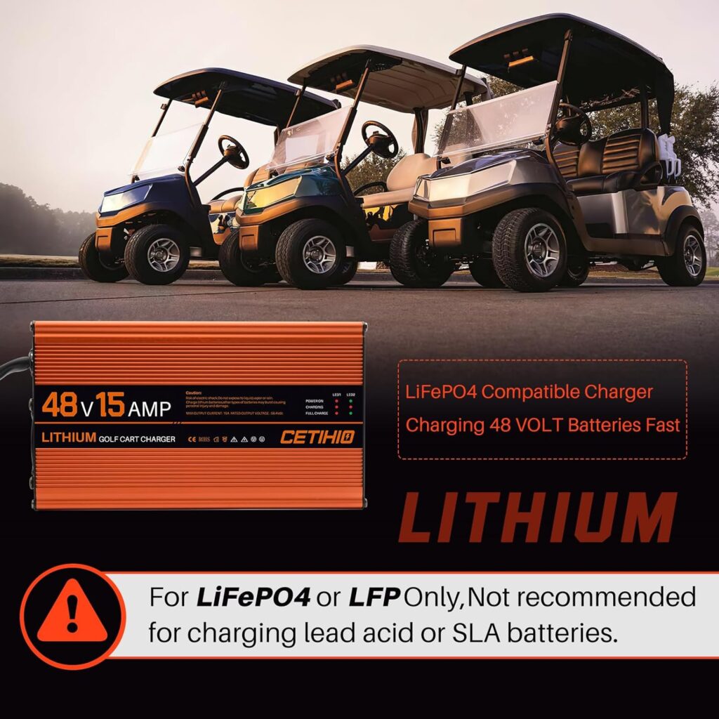 48 Volt Lithium Battery Charger for Golf Carts with Anderson Plug. 15 AMP LIFEPO4 Battery Charger. 16FT, Upgraded, 3-Stage Charge Technology, (Output: 58.4 Volts) 3-5 Hours Full Charge, Smarter