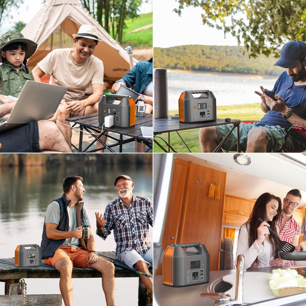 EnginStar Portable Power Station 150W 155Wh Solar Generator 110V 42000mAh Portable Power Bank w/AC Outlet, 6 Outputs External Battery Backup LED Light for Outdoor Camping