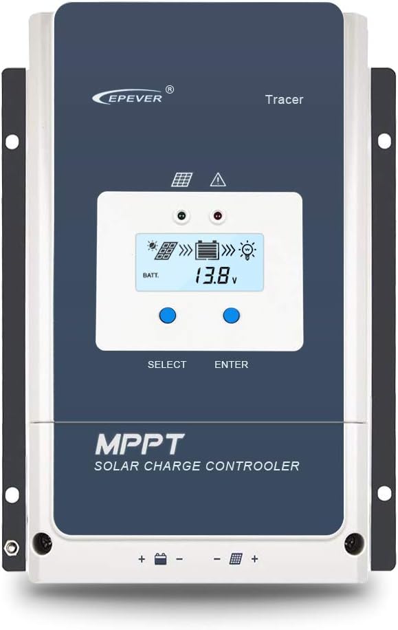 EPEVER 60A MPPT Solar Charge Controller 12V/24V/36V/48VDC Auto System Voltage Max.PV 150V Solar Panel Regulator with Backlight LCD Display(Tracer 6415 an)