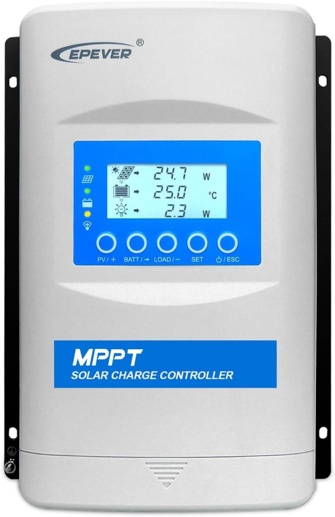 EPEVER MPPT Solar Charge Controller 40A 12/24/36/48V Auto Solar Panels Max PV 150V Common Negative Ground Solar Regulator LED  LCD Display for Gel Sealed Flooded Lithium Type (XTRA4415N)