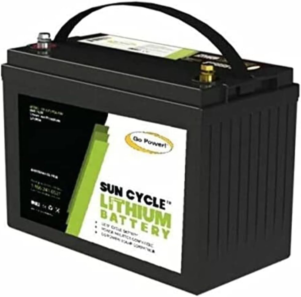 Go Power! 100Ah Lithium (LiFePO4) 12V Deep Cycle Battery – Built-in Safety Features – for RV, Camper, Marine, Vanlife, Overland and Off-Grid Mobile Applications
