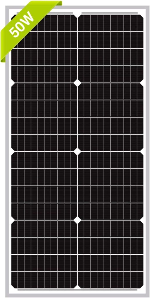 Newpowa 50W Solar Panel 50W(Watts) 12V(Volts) Monocrystalline PV Module High-Efficiency Battery Maintainer Power for Battery Charging of Boat RV Camper SUV and Other Off-Grid Applications