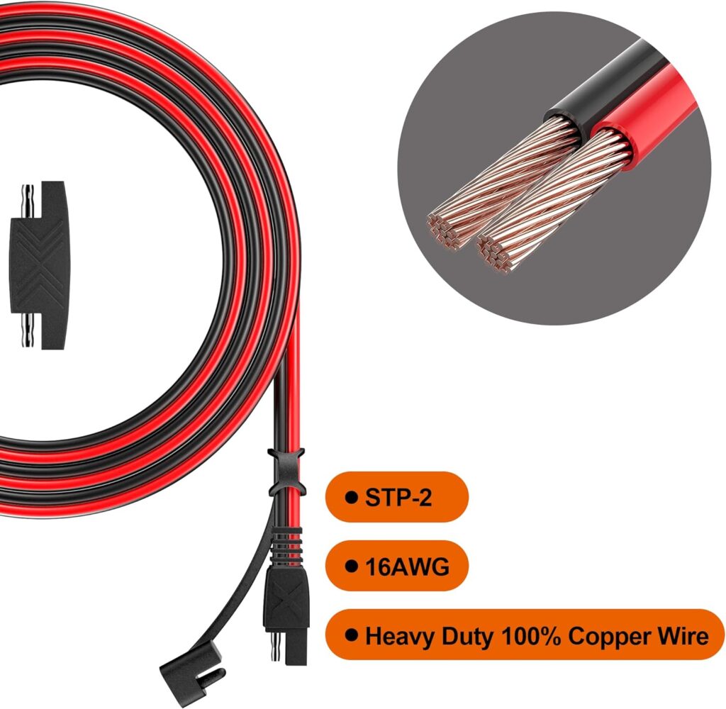 OYMSAE 50 Feet SAE Connector,Solar Panel Extension Cable,SAE to SAE Quick Disconnect Wire for Automotive RV Motorcycle Marine Boat 16AWG Battery Charging Plug Cable(50FT 16Gauge)