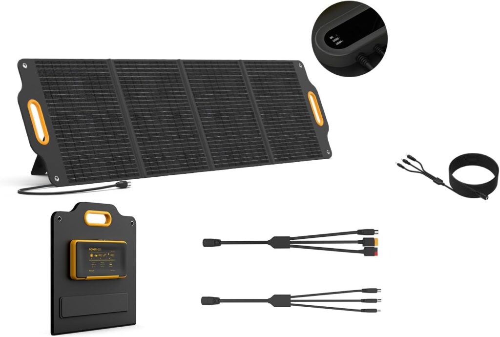 Powerness 200 Watt 18V Portable Solar Panel with 16.4 Feet/5 Meters DC Extension Cable