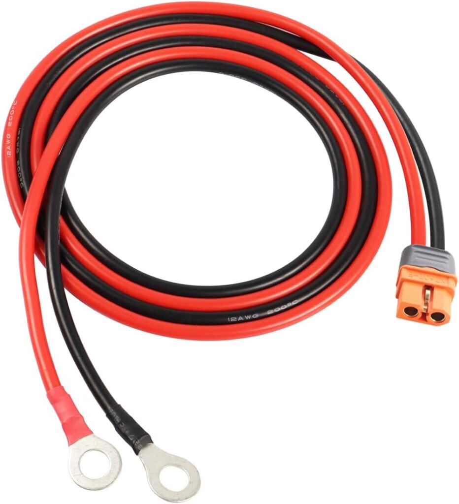 RIIEYOCA XT60I to O Ring Terminal Cable,XT60I Female to O Ring Connector Cable,with 1M 12AWG Silicon Wire,for RC Lipo Battery FPV Racing Drone(1M/3.3FT)