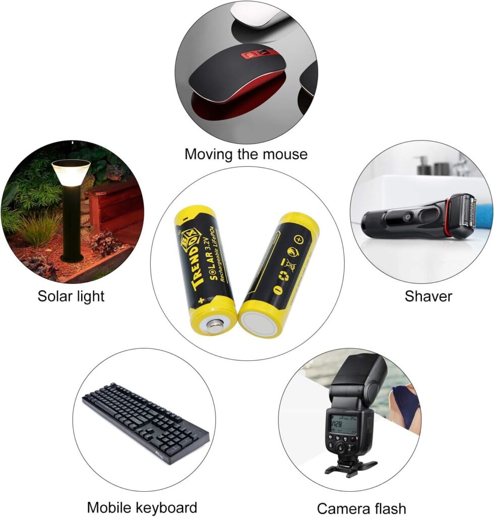 TRENDBOX 14430 3.2V 450mAh Battery LiFePo4 Rechargeable Solar Batteries for Outdoor Garden Light 8 Pack