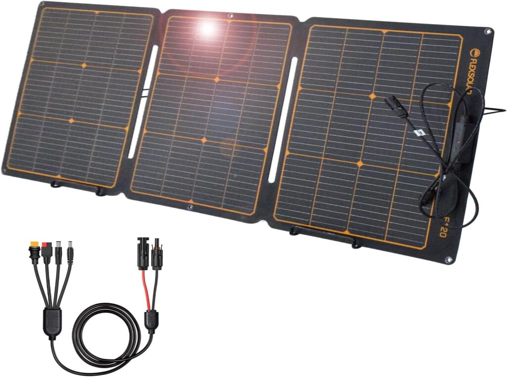 120W Portable Solar Panel Chargers 20.9V DC Output IP68 Waterproof Foldable ETFE Panels Power Outage Emergency Camping Home RV for Power Station Solar Generators Battery