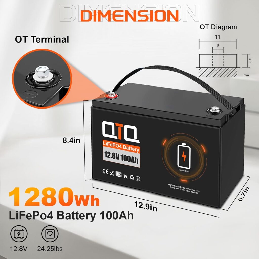 12V 50Ah LiFePO4 Lithium Battery, Built-in 50A BMS, 5000+ Deep Cycle Marine Battery Perfect for RV, Kayak, Solar, Trolling Motor, Off-Grid