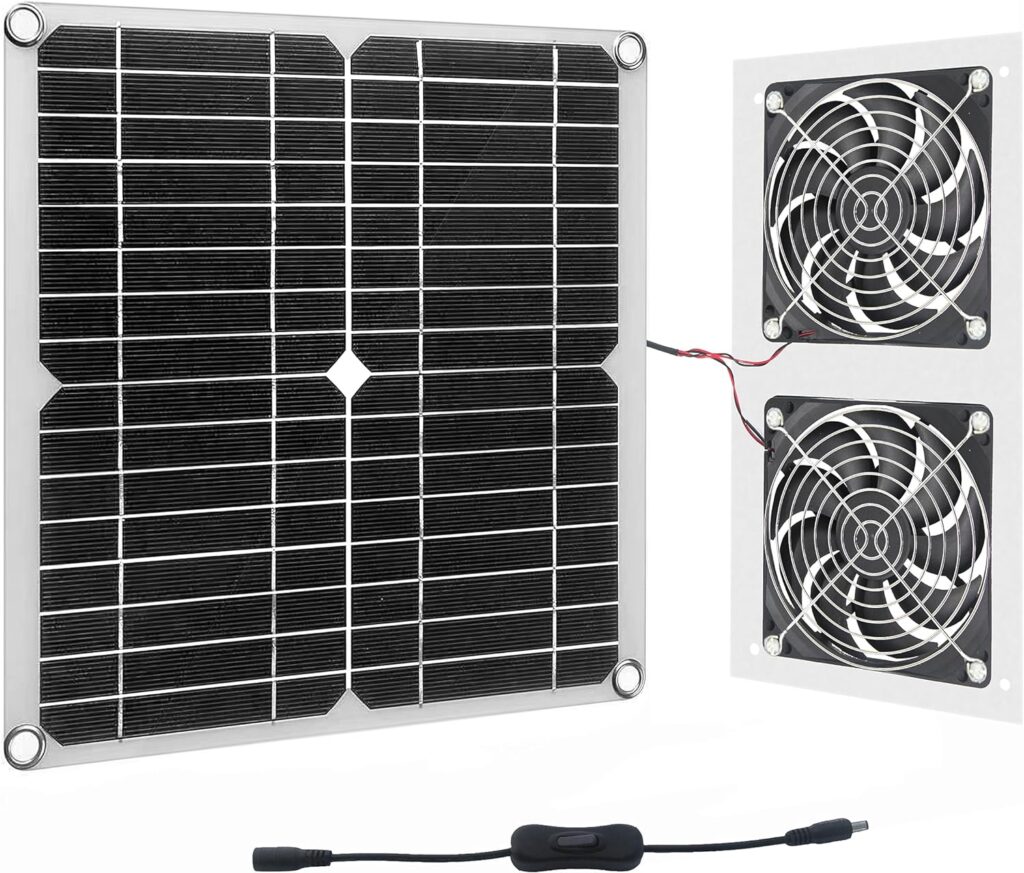 20W 18V Solar Panel Fans, Solar Powered Exhaust Fans for Greenhouse, Chicken Coop, Shed, Dog House,Outside Roof Vent, Camping