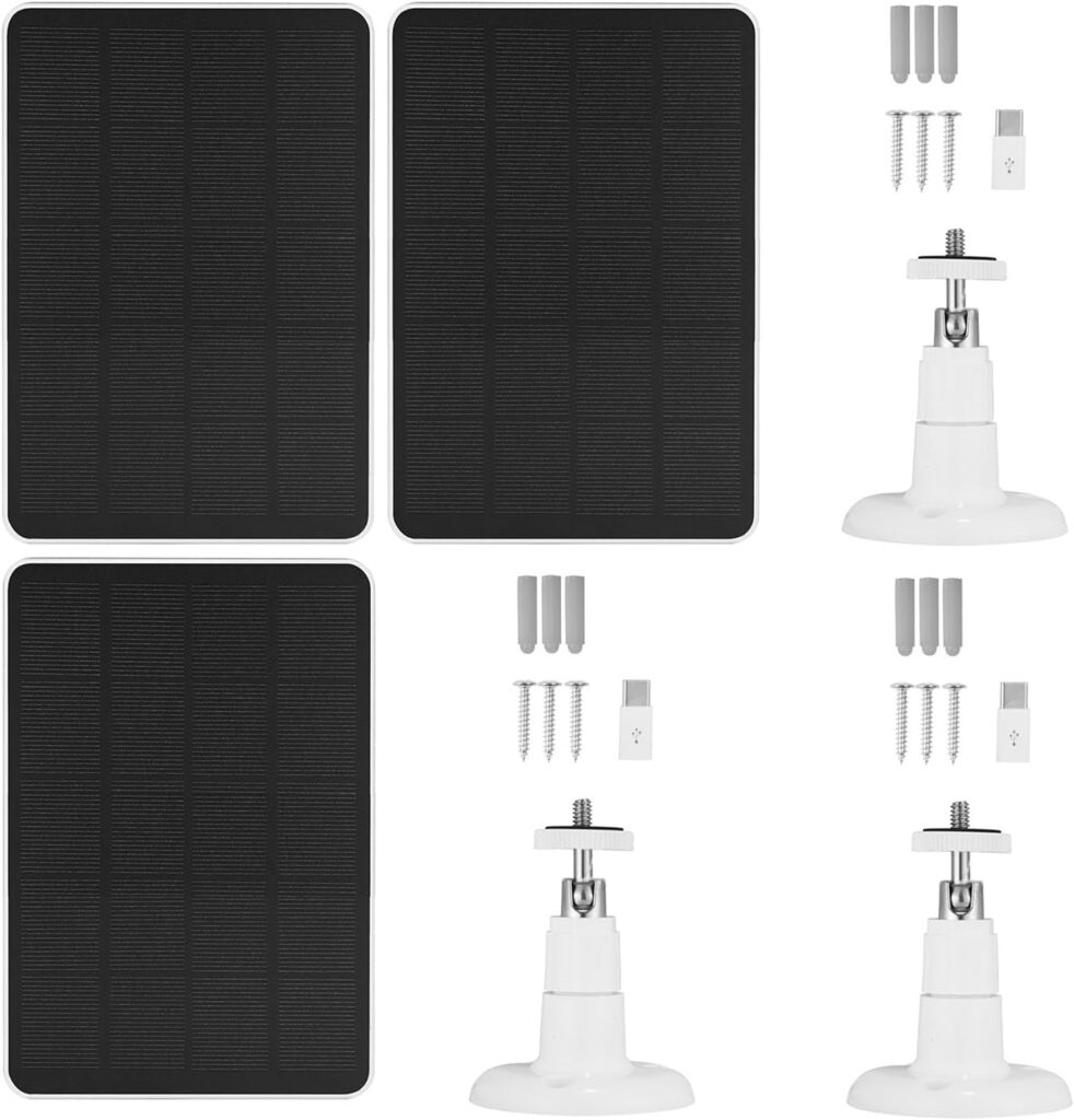 3-Pack Solar Panel Charger Fit for Eufycam 2C/2C Pro/E40/E20/2/2 Pro/E Camera Micro USB  Type C Port Charging 10FT Cable Wall Mount Weatherproof