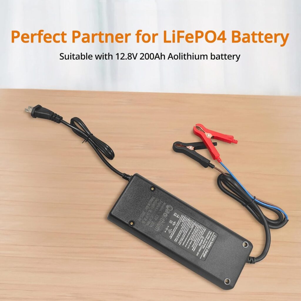 Aolithium 12V20A 14.6V LiFePO4 Lithium Battery Charger AC-DC Smart Charger for Lithium LiFePO4 Deep Cycle Rechargeable Batteries