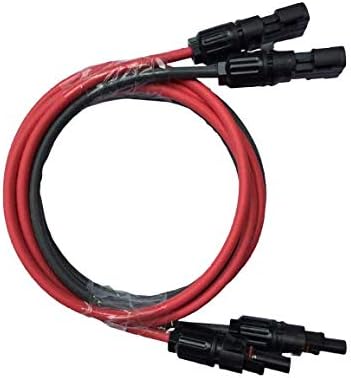 ASOLAR Pair PC-12 Black + Red Solar PV Extension Cables 12AWG connectors on All Ends UL Listed (Black 10ft+Red 10ft)
