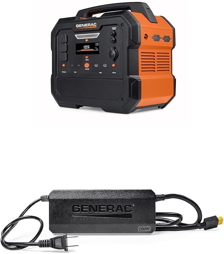 Generac GB1000 1086Wh Portable Power Station with Lithium-Ion NMC - Clean, Emission-Free Power - Fast Solar Charging and Compact Design - Wireless Charging Pad for Camping, RV, Indoor/Outdoor Use