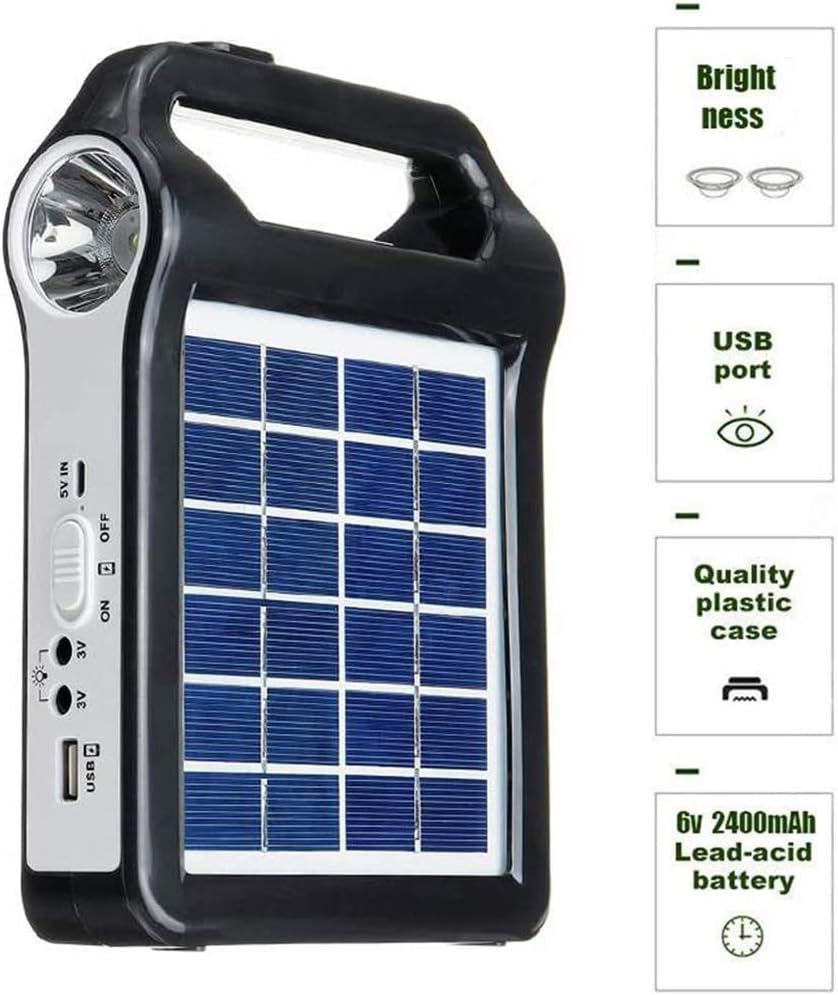 JAY-LONG Portable Solar Generator USB Charger 6V 9W Solar Panel Power Storage Generator Home System Kit Rechargeable