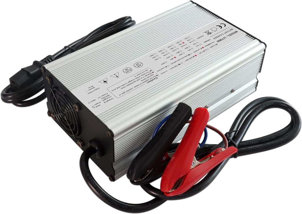 PacPow 58.4V 15A AC/DC Battery Charger for 51.2V/48V Lithium Iron Phosphate, LiFePO4 Battery Recharging