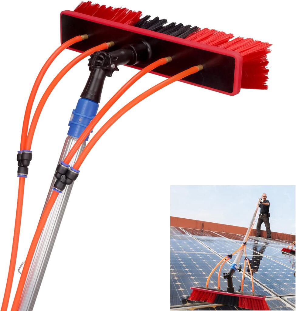 Solar Panel Cleaning Brush, 26 FT Adjustable Water Fed Pole Cleaning Kit, Solar Panel Cleaning Pole and Outdoor Window Washing Equipment