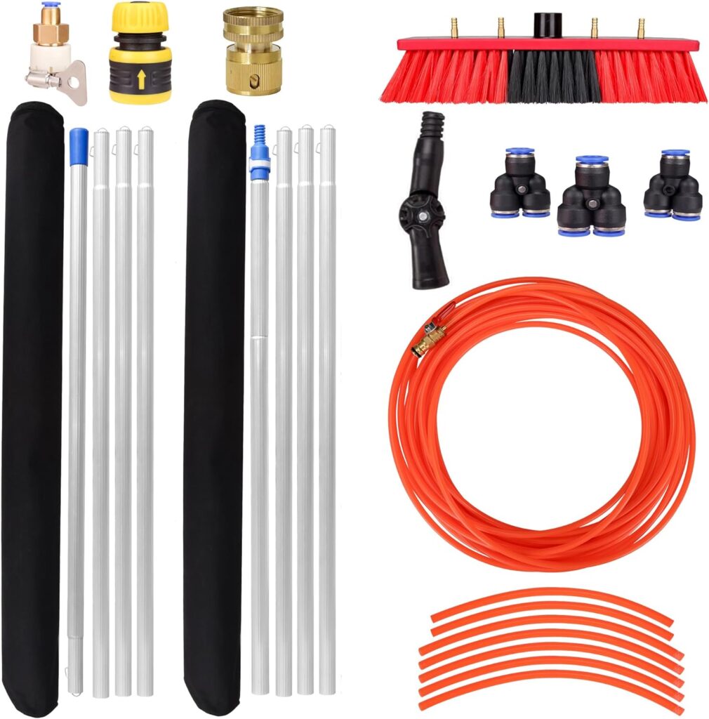 Solar Panel Cleaning Brush, 26 FT Adjustable Water Fed Pole Cleaning Kit, Solar Panel Cleaning Pole and Outdoor Window Washing Equipment