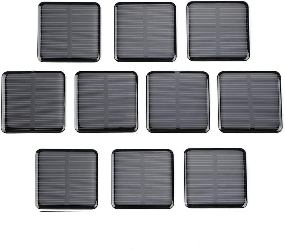 SUNYIMA 10pcs Mini Monocrystalline Solar Cells Solar System Kit 50mm X 50mm/1.96 X 1.96 2V 160MA for DIY Charge Solar Panels