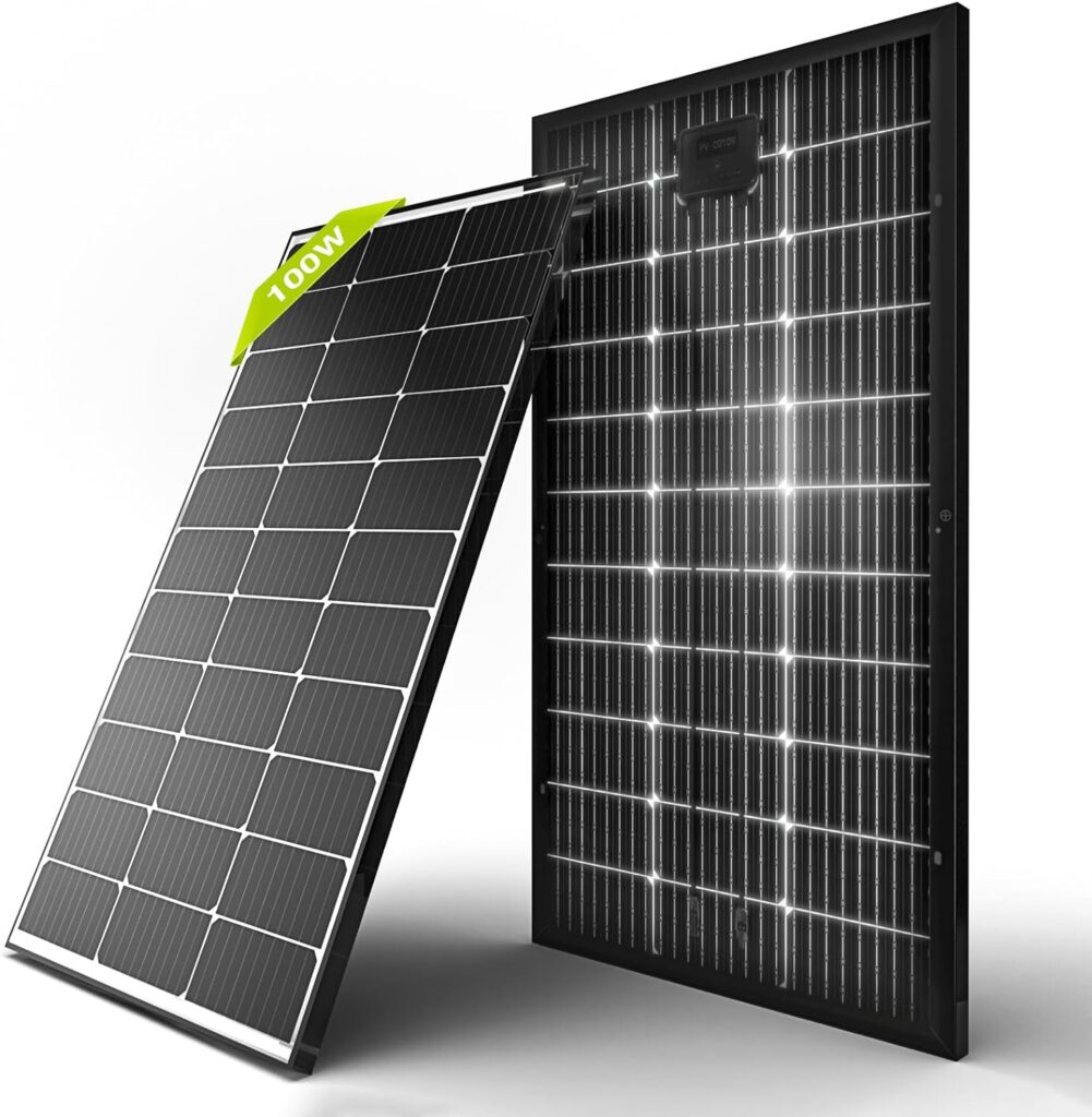 Newpowa Bifacial 100W 12V Solar Panels 9BB Monocrystalline 100 Watt 12 Volt Solar Panel, 100W Black Frame, High Efficiency Solar Module PV Charge for RV Marine Boat Off Grid (100W Bifacial)