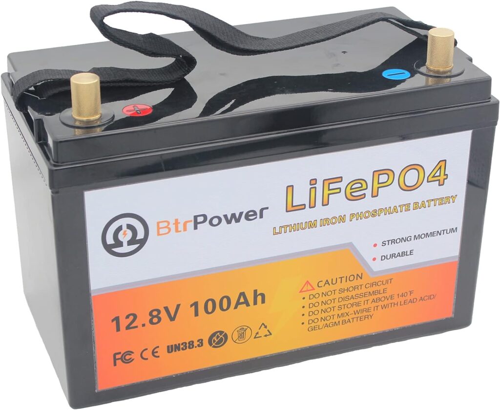 12V 100AH Lithium Battery,5000+ Deep Cycle LiFePO4 Battery with Built-in 100A BMS fit for Home Storage,Trolling Motor,RV,Off-Grid System,Solar Power System,Marine