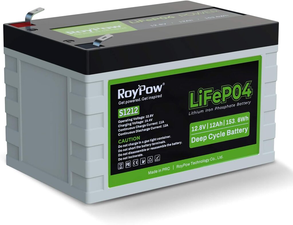 12V 12Ah LiFePO4 Battery, RoyPow 12V 12Ah LiFePO4 Lithium Battery with low-temperature cut-off, 3500~8000 Cycles 12V LiFePO4 Battery for Kid Scooters, Solar System, Fish Finder, RV, Small UPS, Camping