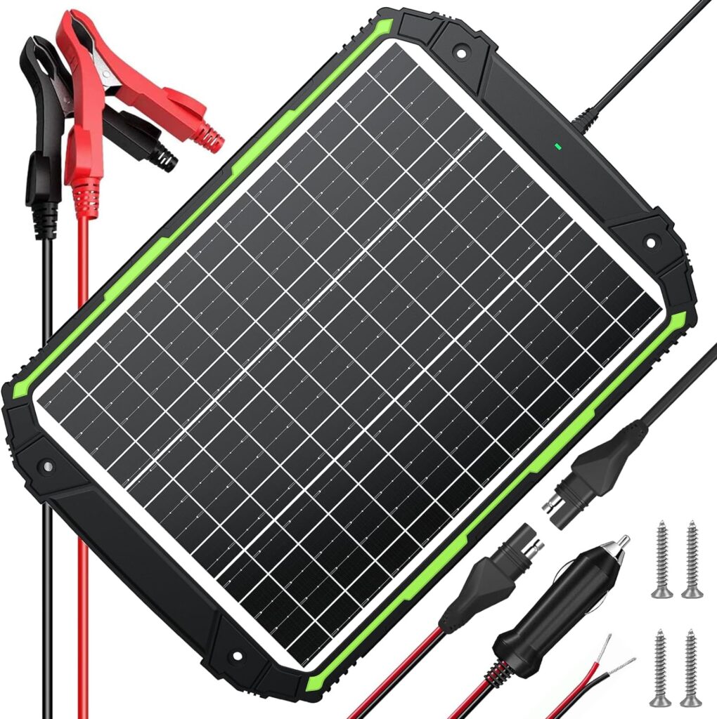 25W 12V Solar Powered Battery Charger  Maintainer, Built-in Smart MPPT Charge Controller, Waterproof 25 Watt 12 Volt Solar Panel Trickle Charging Kits for Car Auto Boat RV Marine Trailer