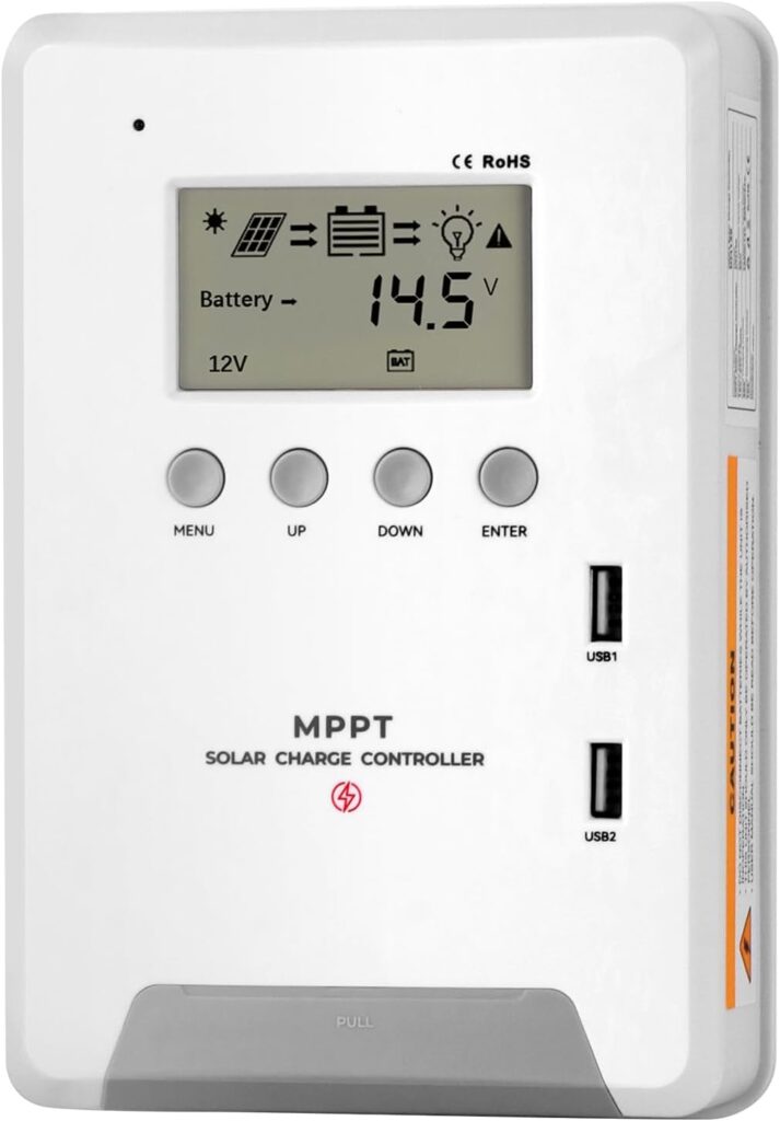 30 Amp MPPT Solar Charge Controller 12V/24V Solar Controller with LCD Screen 5V Dual USB Port, Solar Regulator for Lead-Acid, Lithium, and Lifepo4 Batteries, MAX. 80V Panels