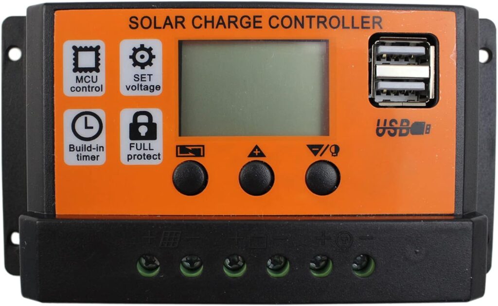 DIGISHUO PWM Solar Charge Controller, 12V/24V 10A Solar Panel Battery Regulator Charge Controller Dual USB LCD Display Solar Power Battery Charger Controller
