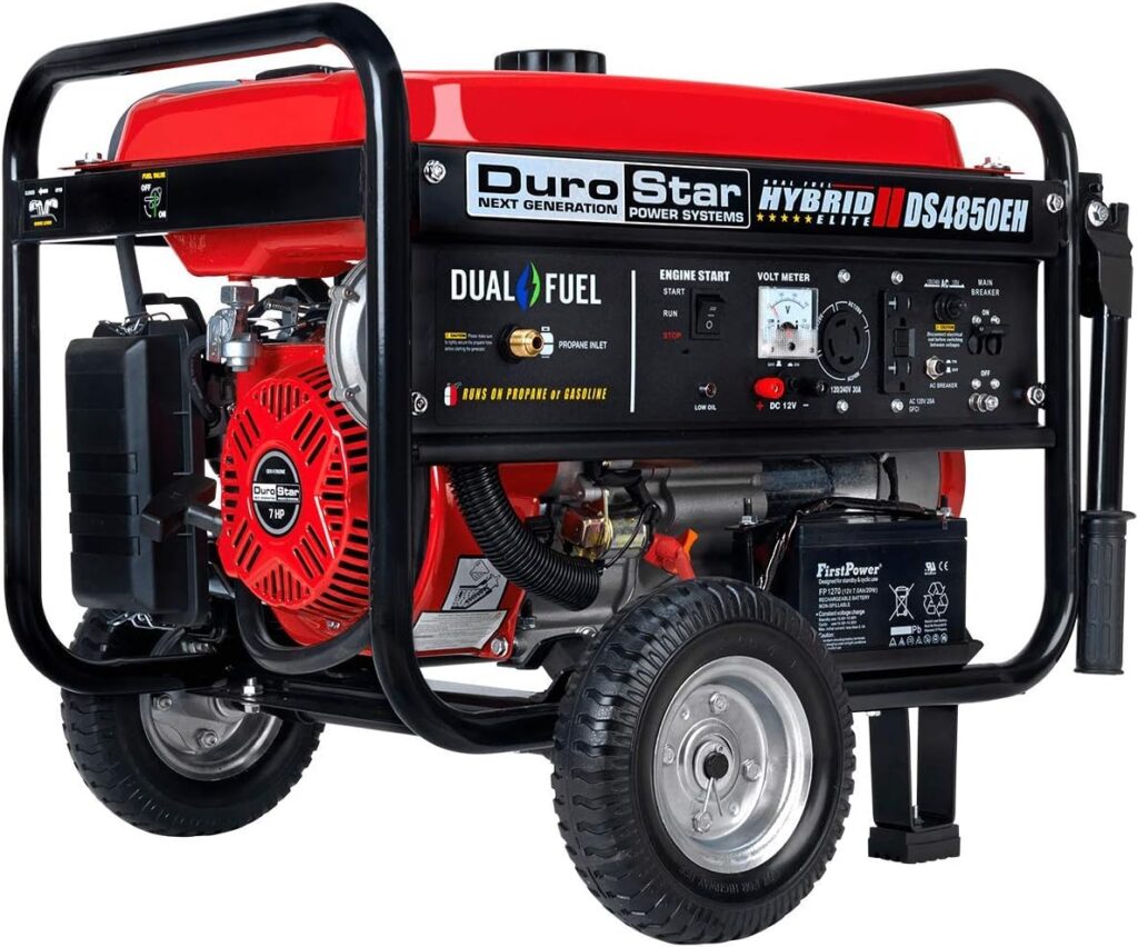 DS4850EH Dual Fuel Portable Generator-4850 Watt Gas or Propane Powered Electric Start-Camping  RV Ready, 50 State Approved, Red/Black