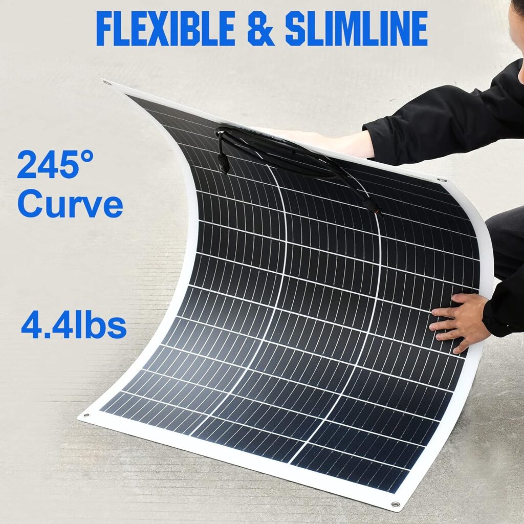 ECO-WORTHY Flexible Solar Panel 130 Watt 12 Volt Monocrystalline Semi-Flexible Bendable for Off- Grid System Motorhome, RV, Caravan, Camper, Boats, Roofs, Uneven Surfaces