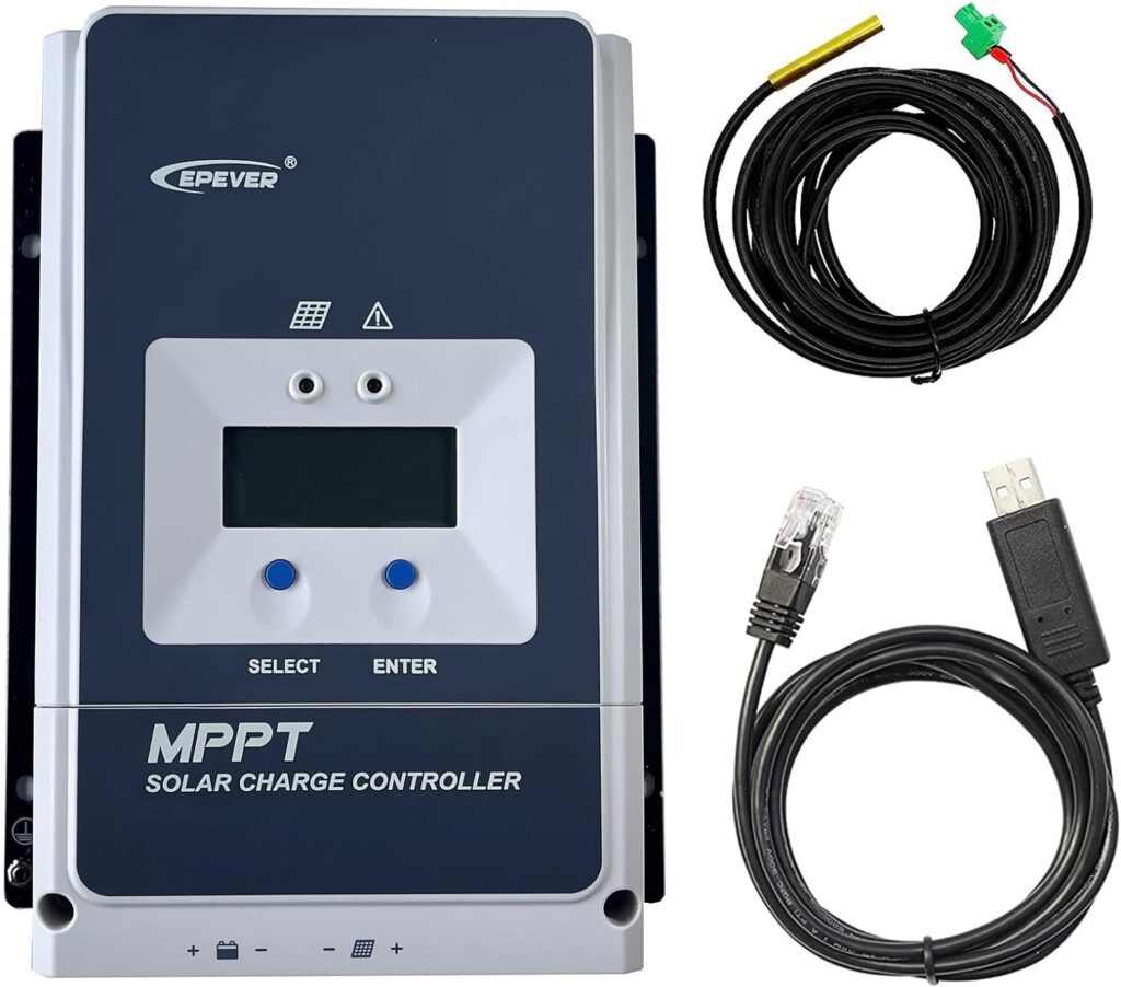 EPEVER 60A MPPT Solar Charge Controller 12V/24V/36V/48V Auto Identify Max PV Input 200V Support All Kind of Battery Type(Tracer6420AN with MT50)