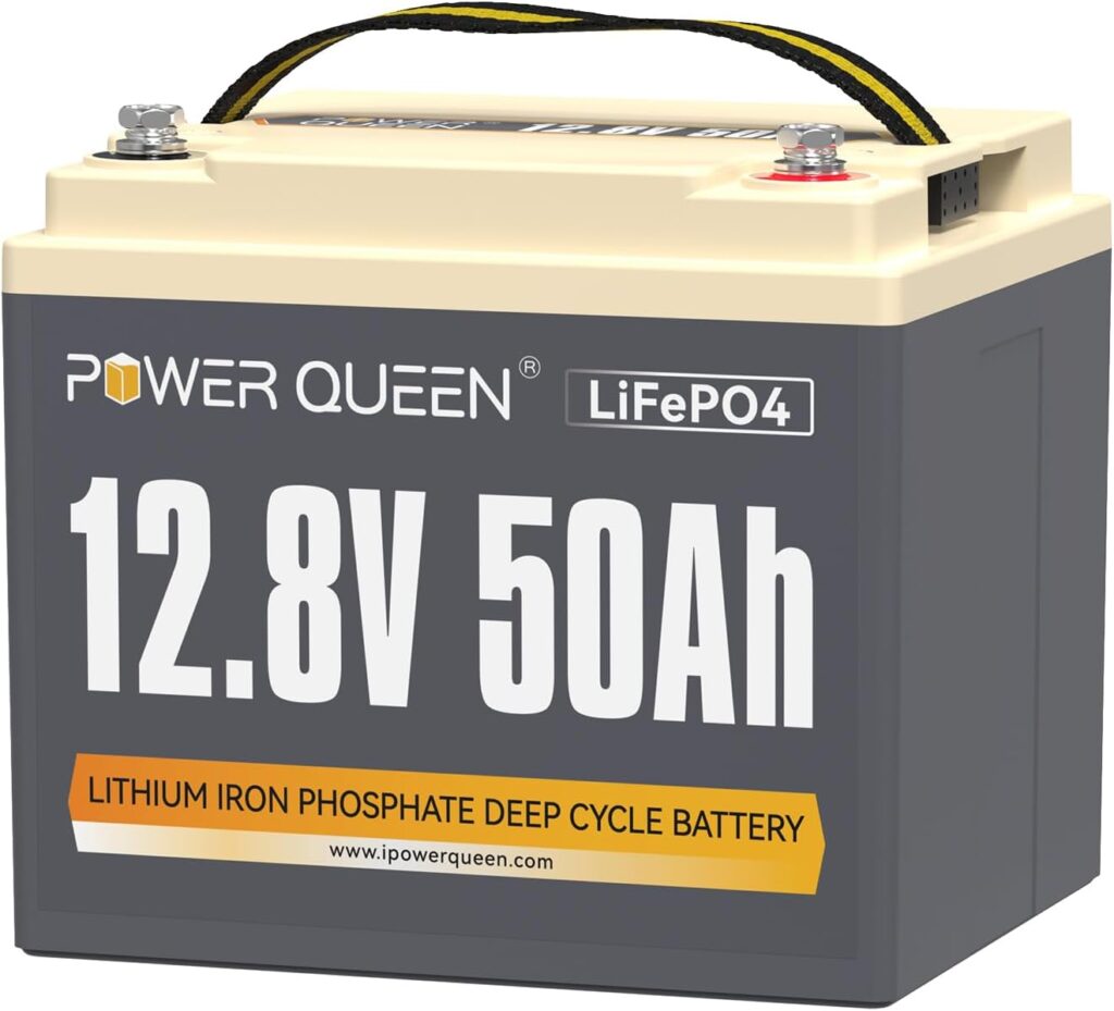 Power Queen 12.8V 50Ah LiFePO4 Battery Upgrade, Grade A Lithium Battery Cells with 50A BMS, Up to 15000 Cycles, Portable  Lightweight for Trolling Motor, Boat, Scooter, Wheelchair
