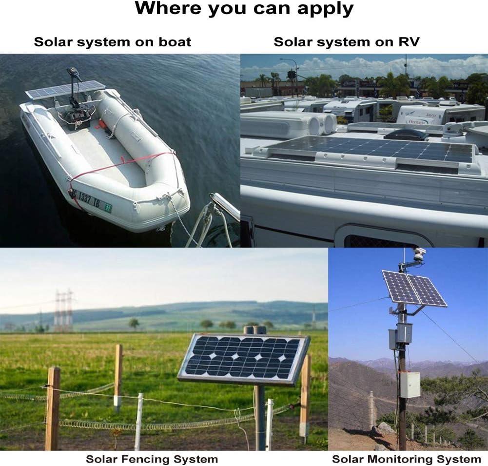 10A PWM Solar Charge Controller Waterproof IP68 12V 24V Solar Panel Controller Regulator for RV Caravan Boat Solar Panels System (24 Hours Working Mode)
